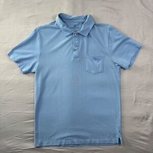 Mack Weldon Mens Vesper Polo Shirt Light Blue Textured Sz M Performance Athletic